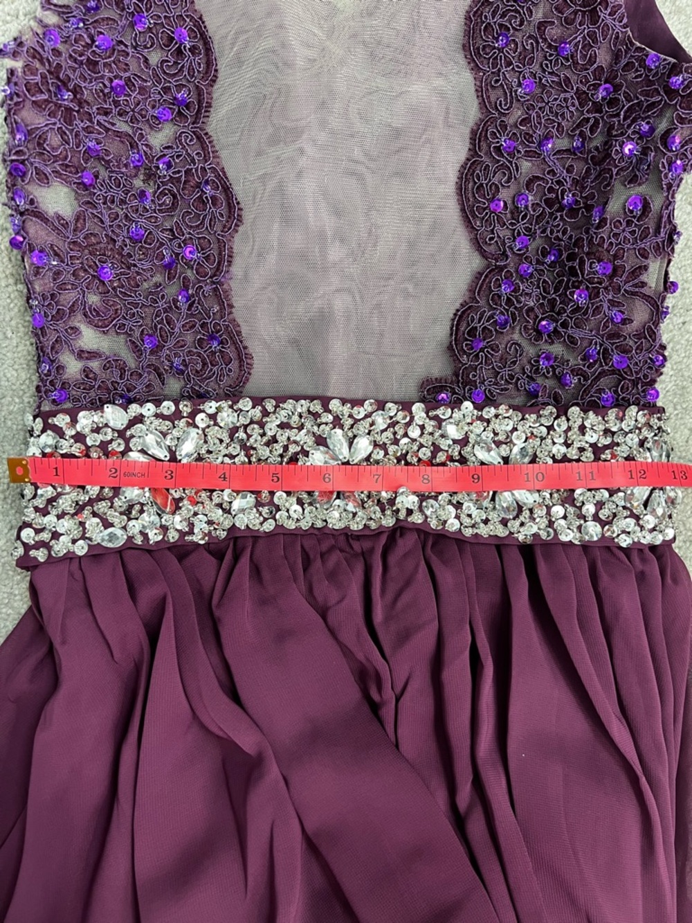 Beaded Rhinestone Chiffon Prom Maxi Purple Sz XS Formal Gown Floor-length NWT #E - Picture 16 of 17